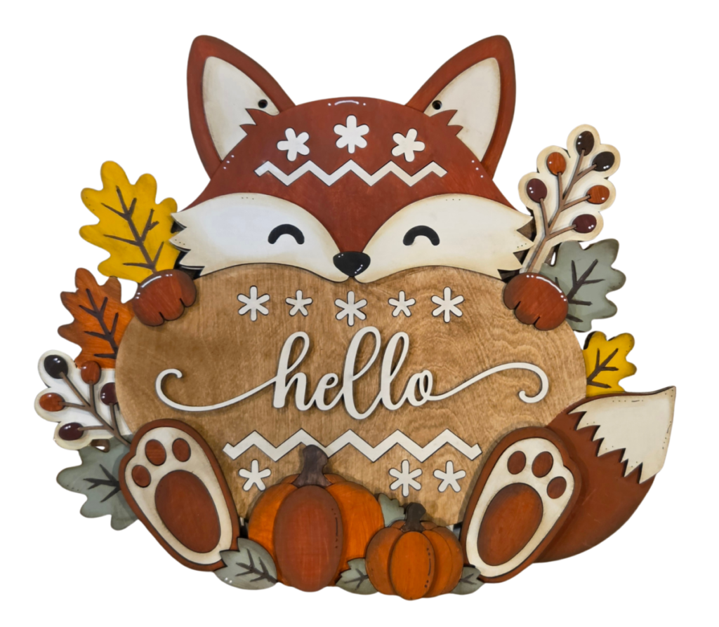 Hello Door Hanger Fox
